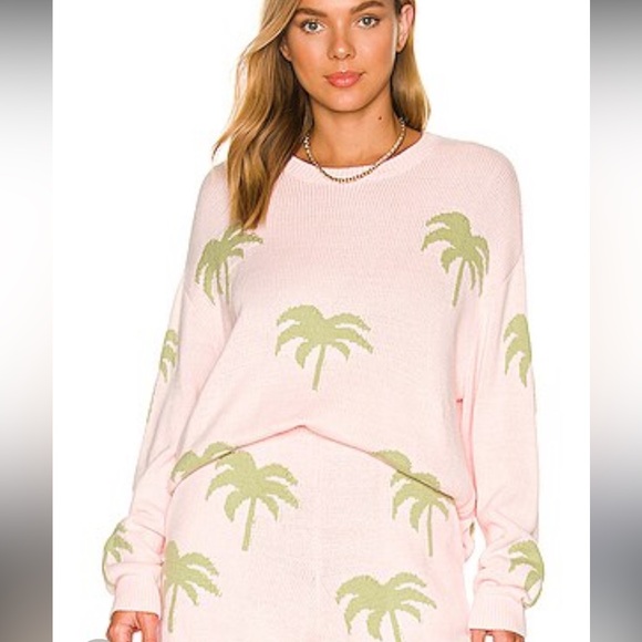 Show Me Your Mumu Pink Palm Tree Knit Sweater M - Picture 6 of 6